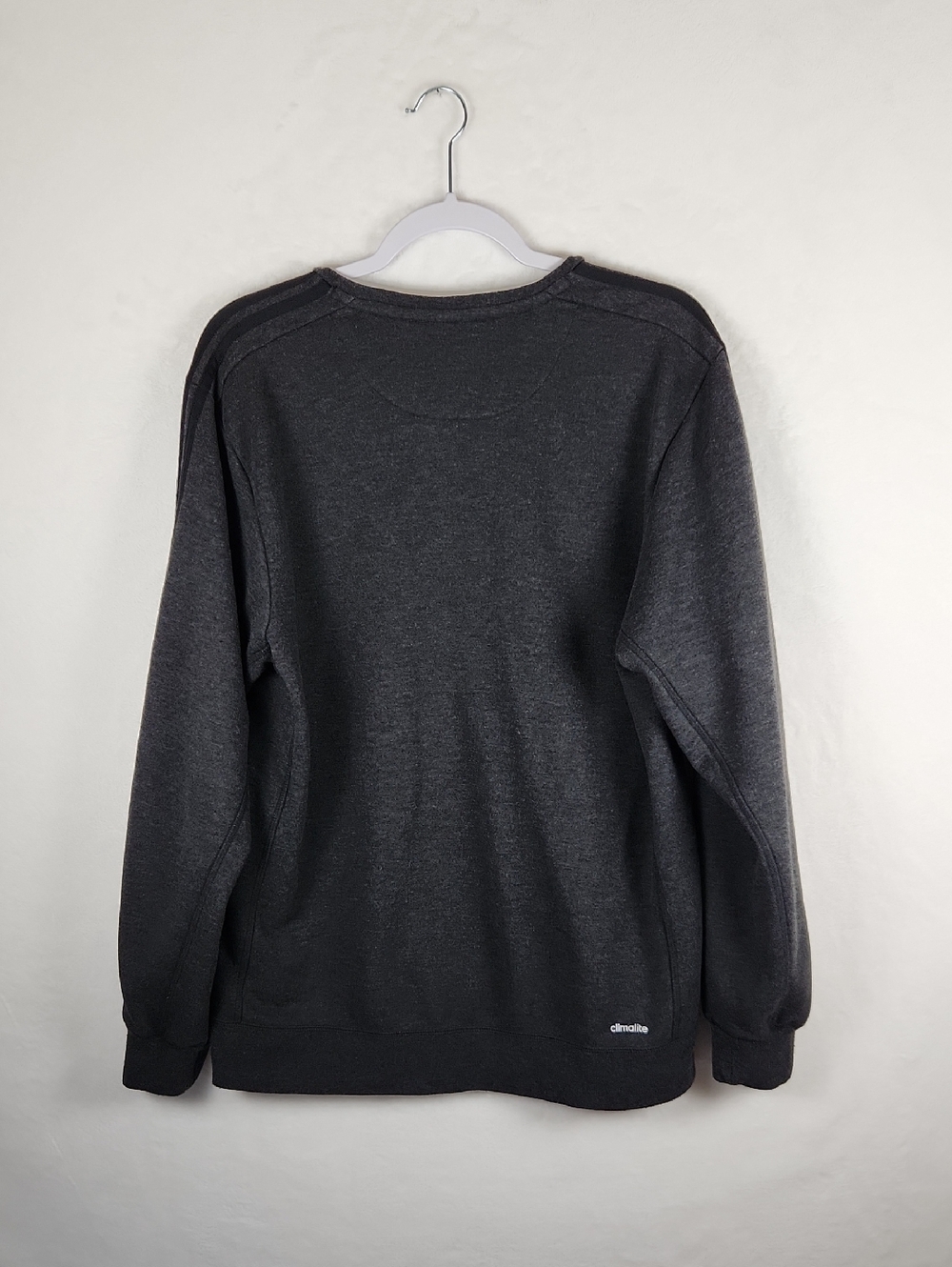 Adidas Essentials 3-Stripes Crewneck Sweatshirt Charcoal Gray Men's Large - Picture 3 of 13